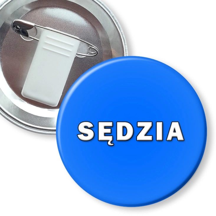 przypinka z żabką i agrafką Sędzia