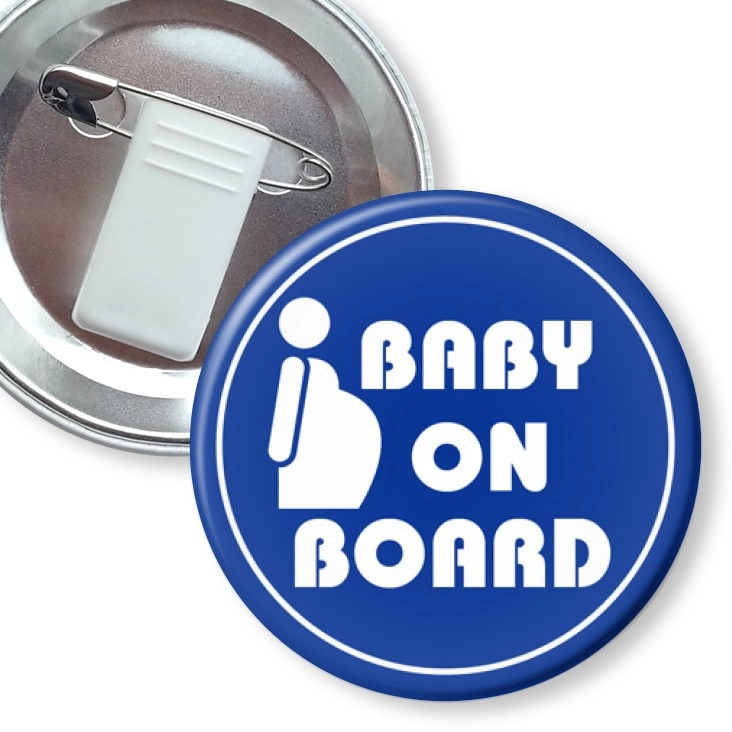 przypinka z żabką i agrafką Baby on board