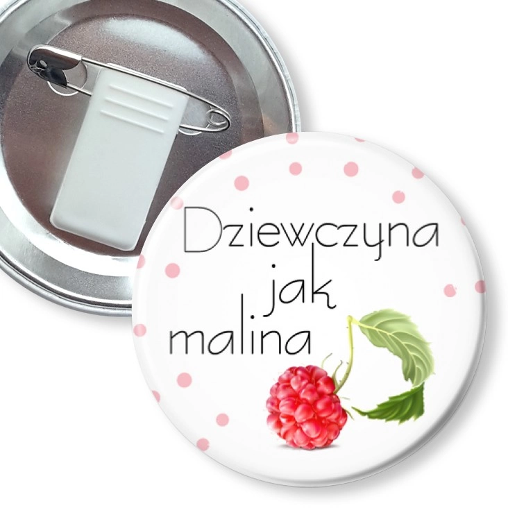 przypinka z żabką i agrafką Dziewczyna jak malina