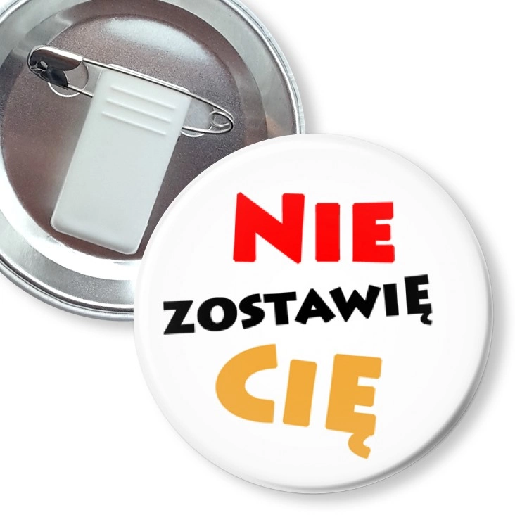 przypinka z żabką i agrafką Nie zostawię Cię