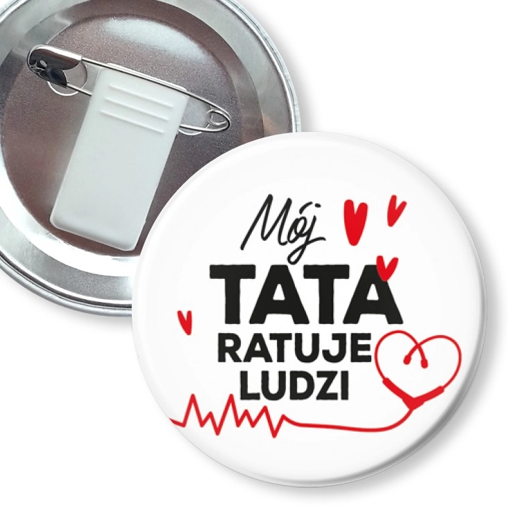 przypinka z żabką i agrafką Mój tata ratuje