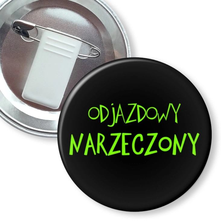 przypinka z żabką i agrafką Odjazdowy narzeczony