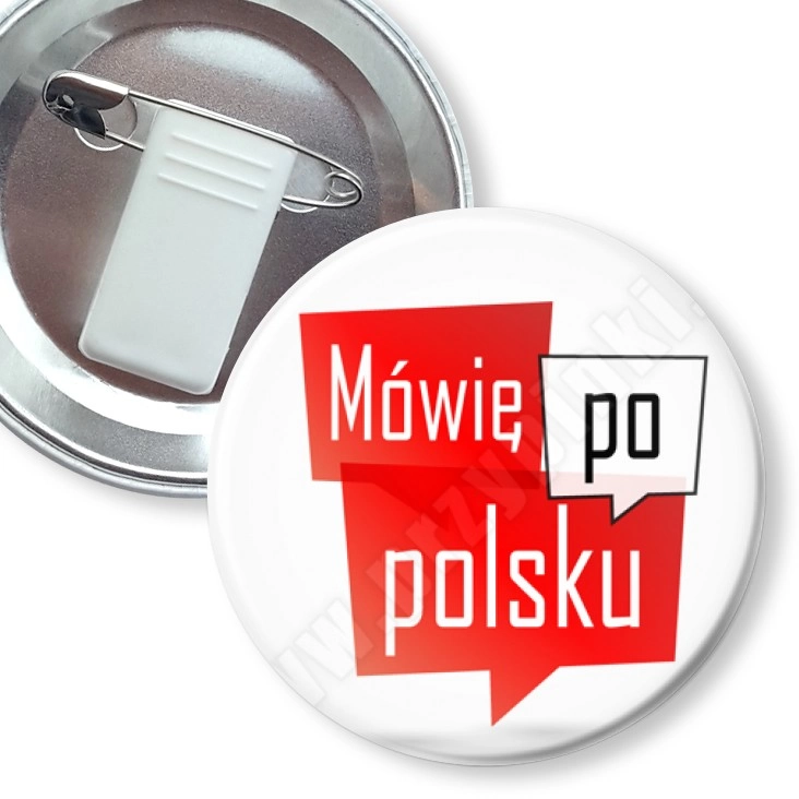 przypinka z żabką i agrafką Mówię po polsku