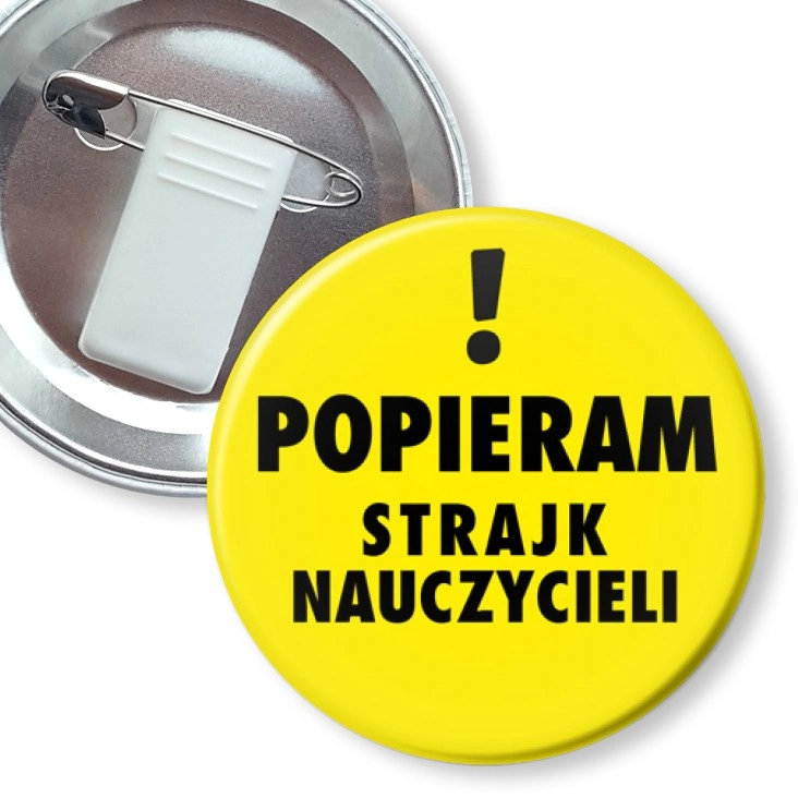 przypinka z żabką i agrafką Popieram protest