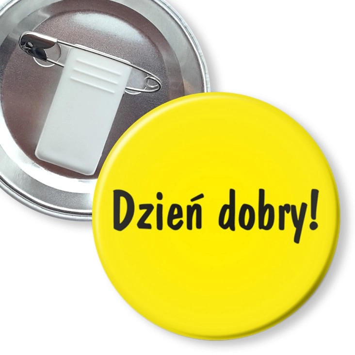 przypinka z żabką i agrafką Dzień dobry