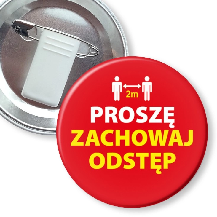 przypinka z żabką i agrafką Zachowaj odstęp proszę