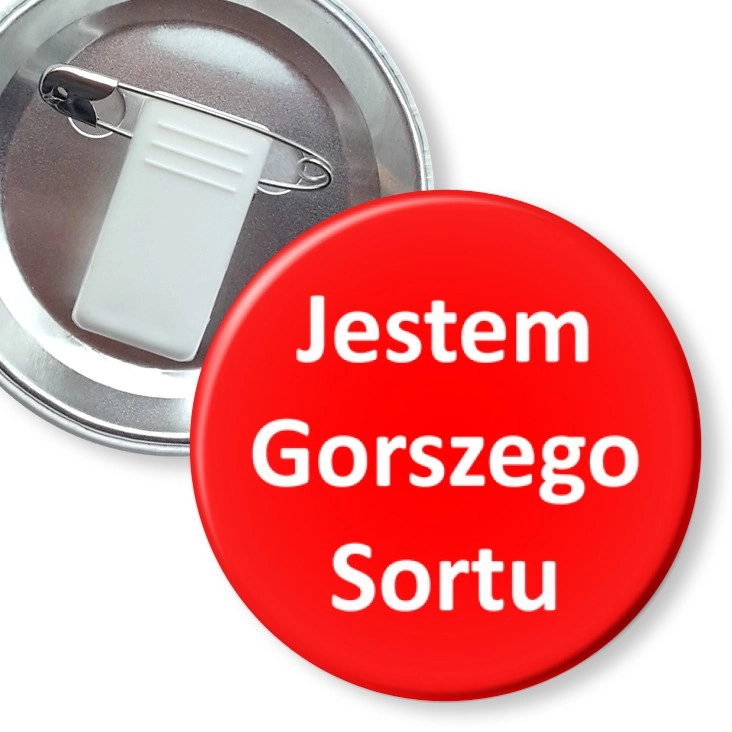 przypinka z żabką i agrafką Jestem gorszego sortu