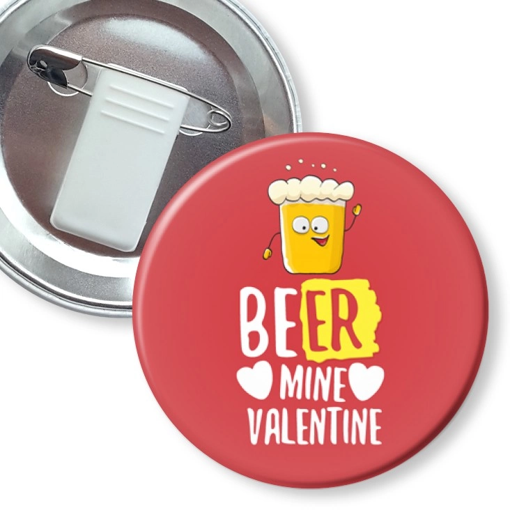 przypinka z żabką i agrafką Beer mine Valentine