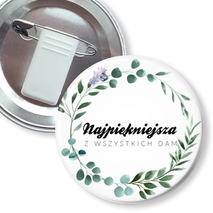 przypinka z żabką i agrafką Najpiękniejsza z wszystkich dam