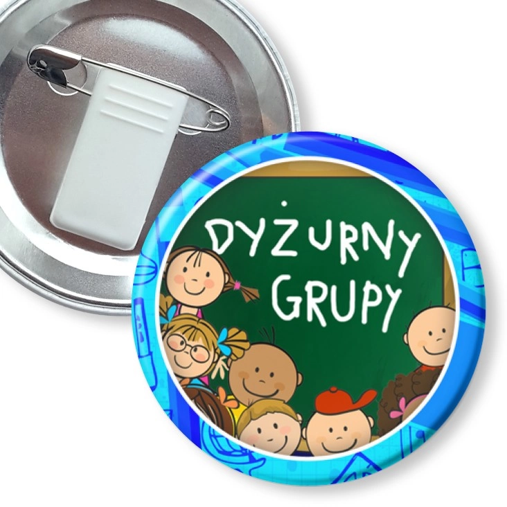 przypinka z żabką i agrafką Dyżurny grupy obwódka