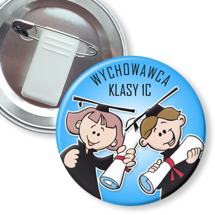 przypinka z żabką i agrafką Wychowawca klasy 1c