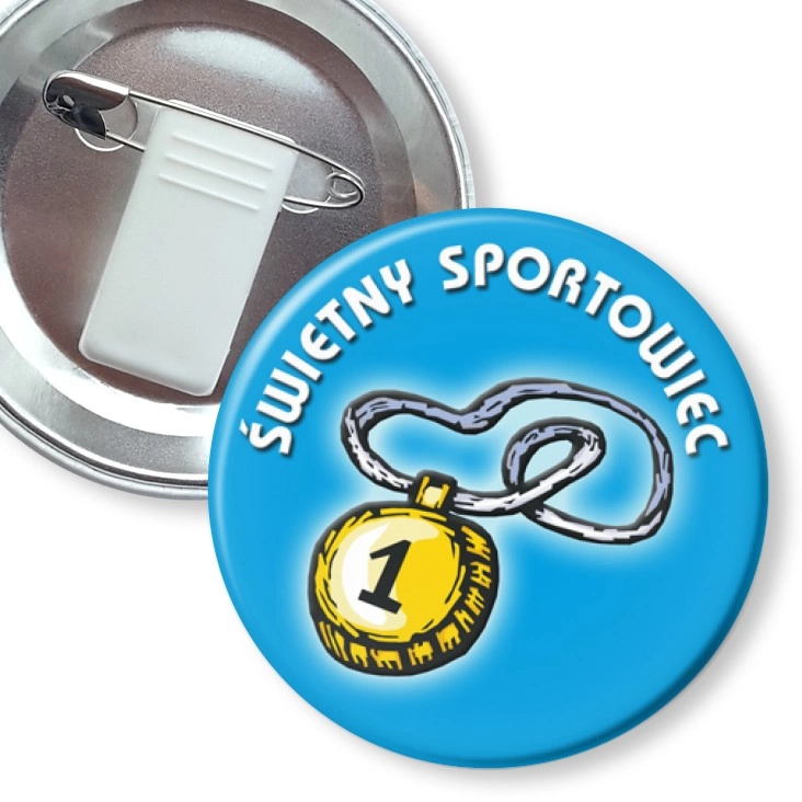 przypinka z żabką i agrafką Świetny sportowiec