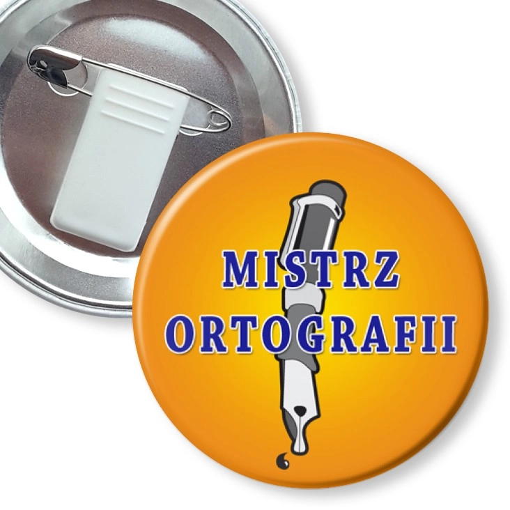 przypinka z żabką i agrafką Mistrz ortografii