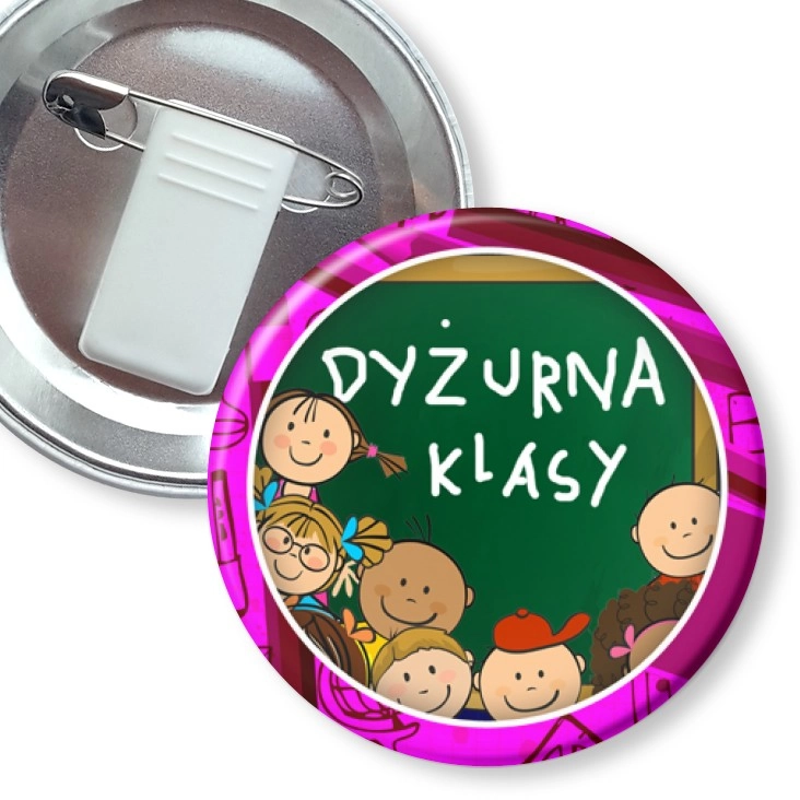 przypinka z żabką i agrafką Dyżurna klasy