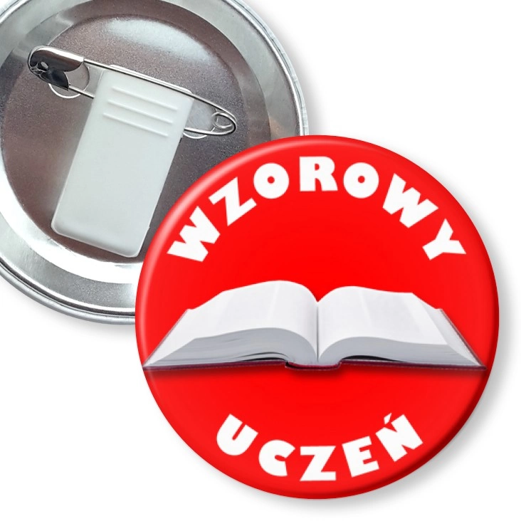 przypinka z żabką i agrafką Wzorowy uczeń