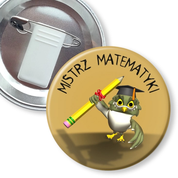 przypinka z żabką i agrafką Mistrz matematyki