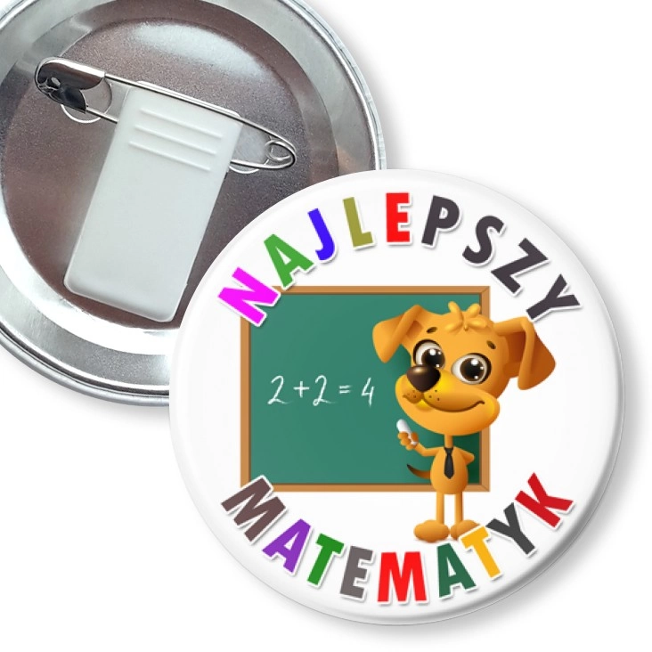 przypinka z żabką i agrafką Najlepszy matematyk