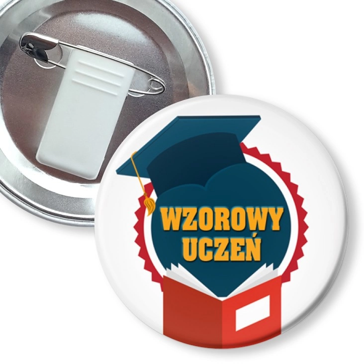 przypinka z żabką i agrafką Wzorowy Uczeń