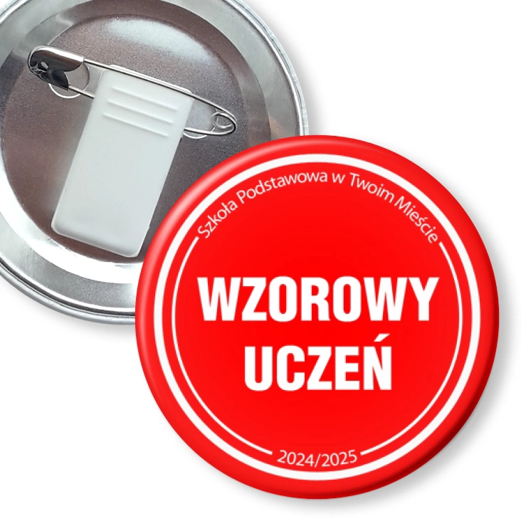 przypinka z żabką i agrafką Wzorowy Uczeń Odznaka