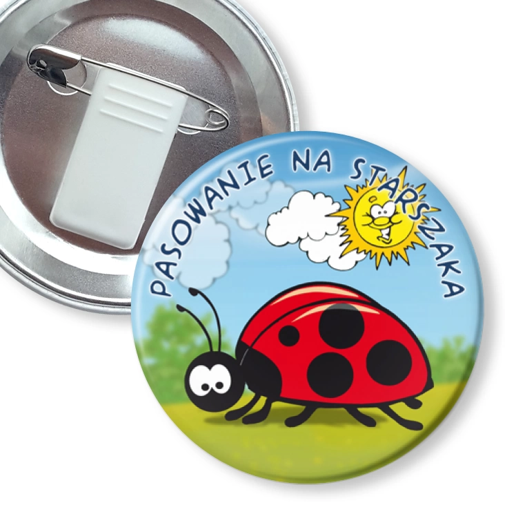 przypinka z żabką i agrafką Pasowanie na przedszkolaka