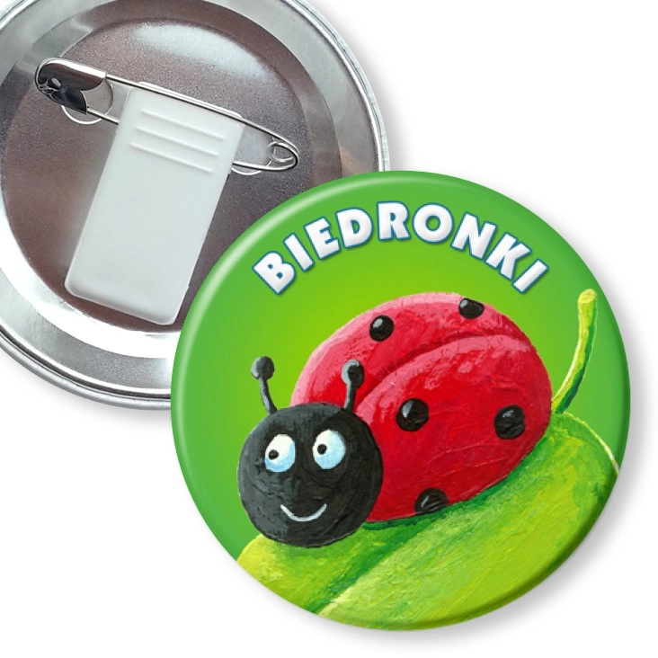 przypinka z żabką i agrafką Biedronki