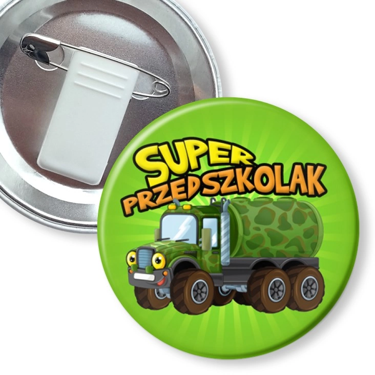 przypinka z żabką i agrafką Super Przedszkolak