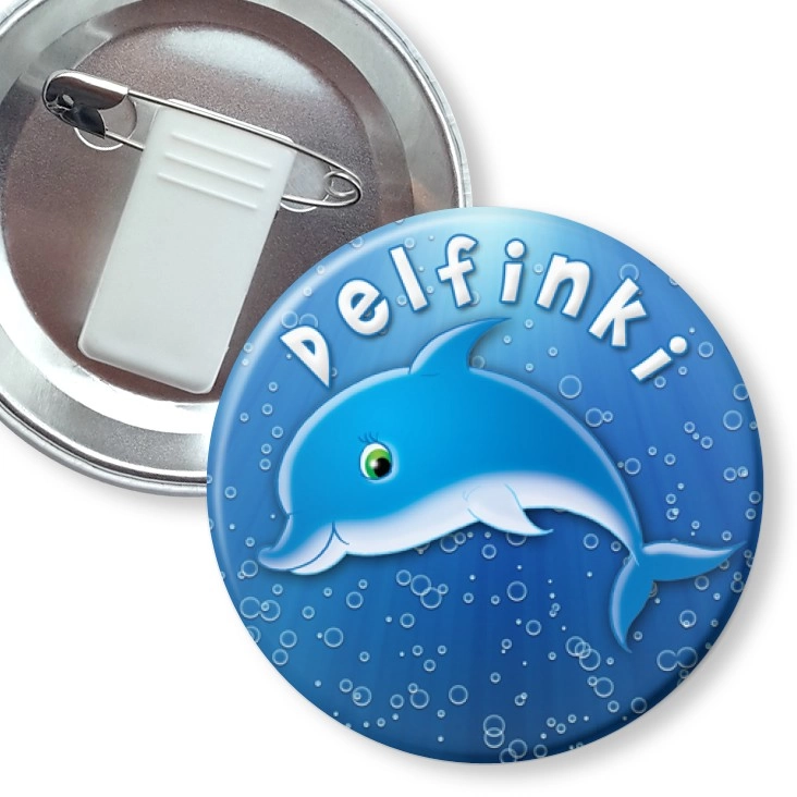 przypinka z żabką i agrafką Delfinki