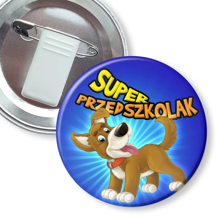 przypinka z żabką i agrafką Super Przedszkolak