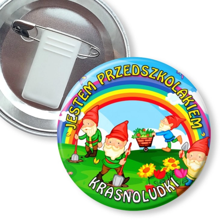 przypinka z żabką i agrafką Krasnoludki