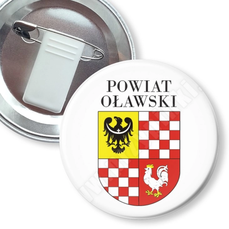 przypinka z żabką i agrafką Powiat Oławski