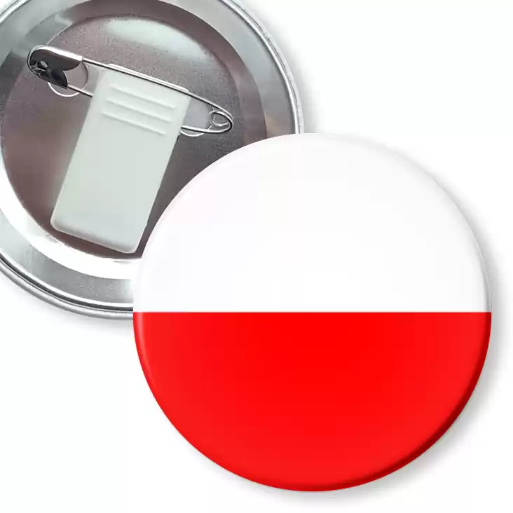 przypinka z żabką i agrafką Polska biało-czerwona flaga