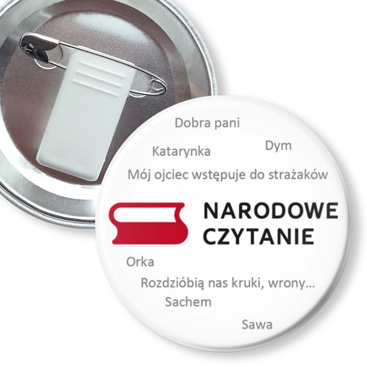 przypinka z żabką i agrafką Narodowe czytanie