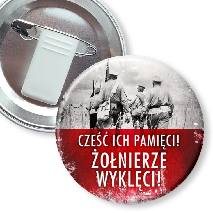 przypinka z żabką i agrafką Cześć Ich pamięci Żołnierze Wyklęci