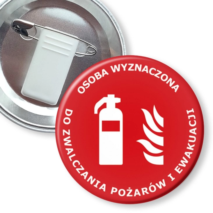 przypinka z żabką i agrafką Osoba wyznaczona do zwalczania pożarów i ewakuacji