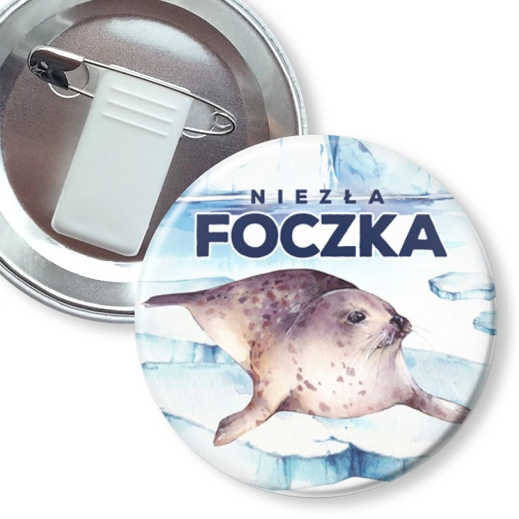 przypinka z żabką i agrafką Niezła foczka