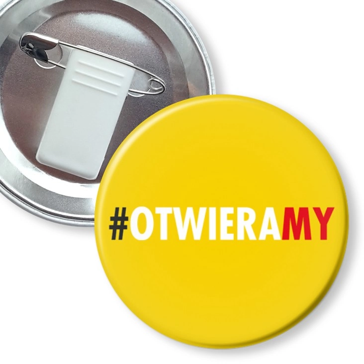 przypinka z żabką i agrafką Otwieramy