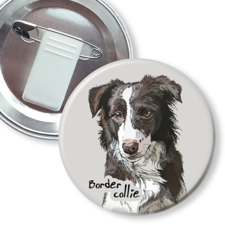 przypinka z żabką i agrafką Border collie