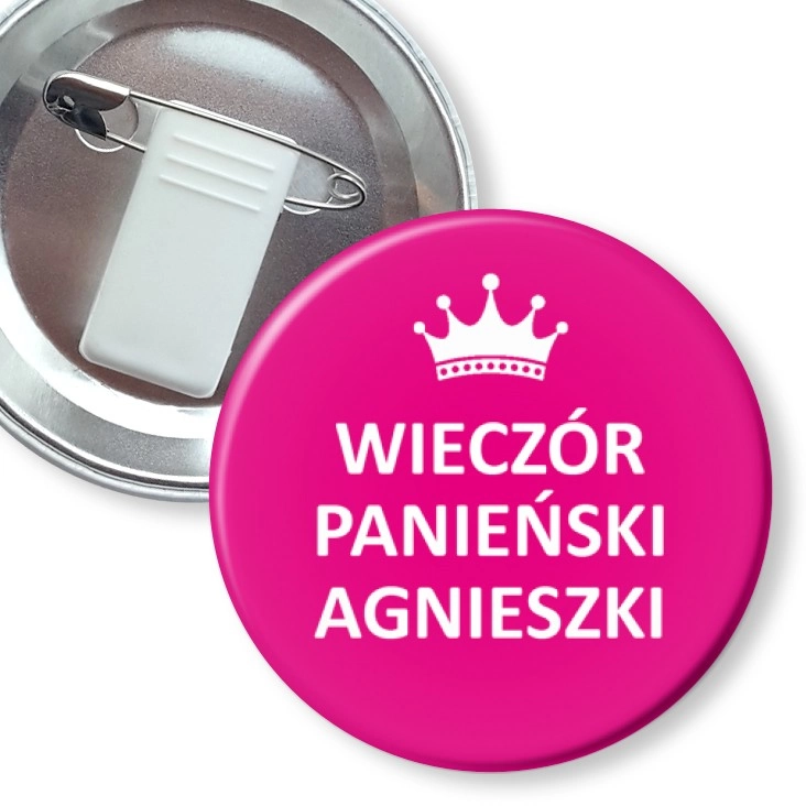 przypinka z żabką i agrafką Wieczór panieński Agnieszki