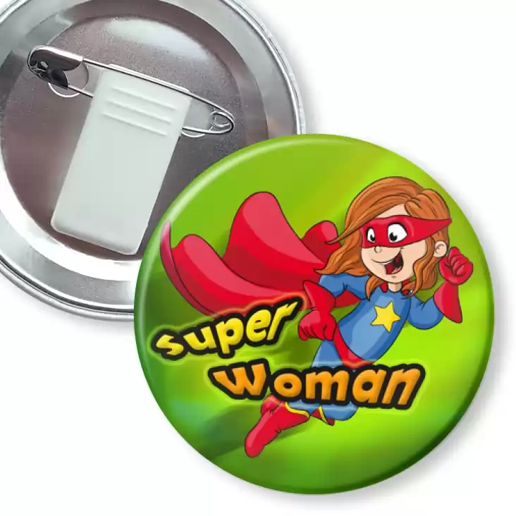 przypinka z żabką i agrafką Super Woman