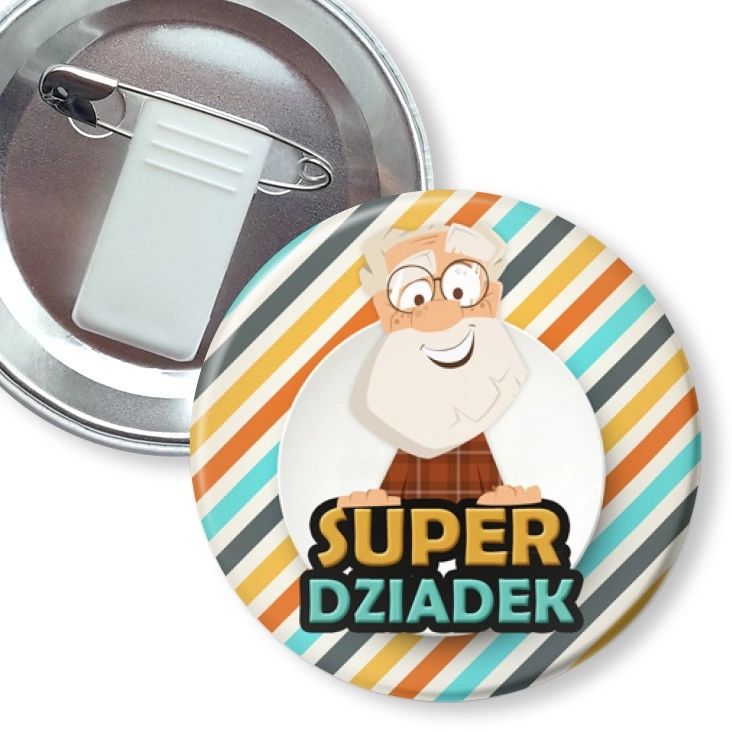 przypinka z żabką i agrafką Dzień Dziadka - Super Dziadek