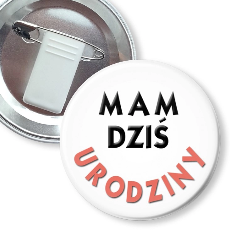 przypinka z żabką i agrafką Mam dziś urodziny