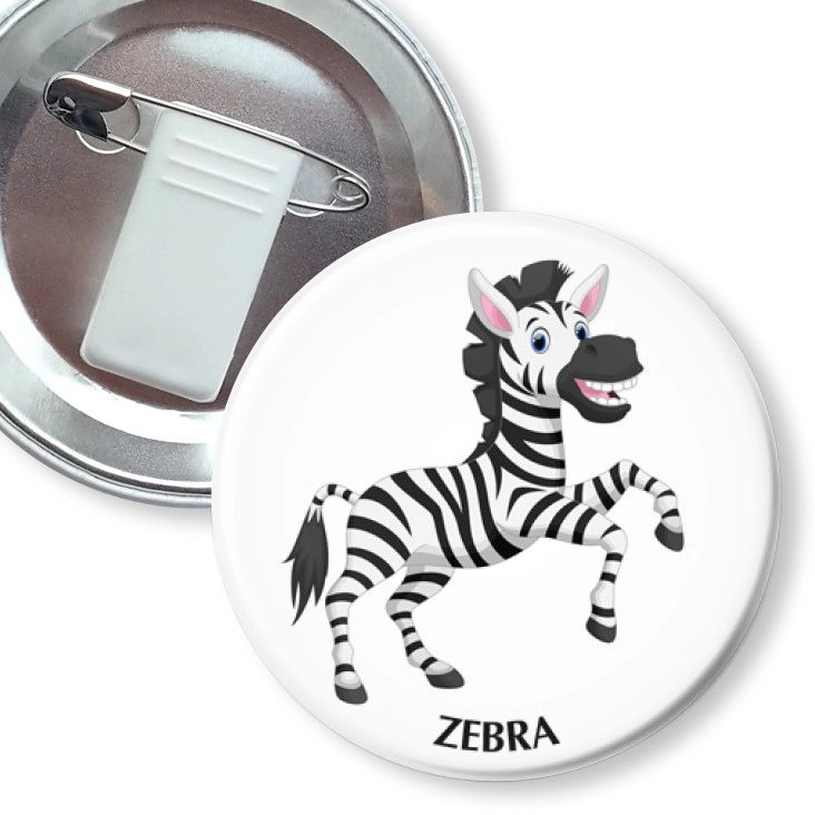 przypinka z żabką i agrafką Zebra