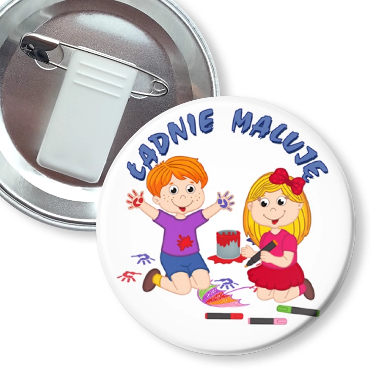 przypinka z żabką i agrafką Ładnie maluję