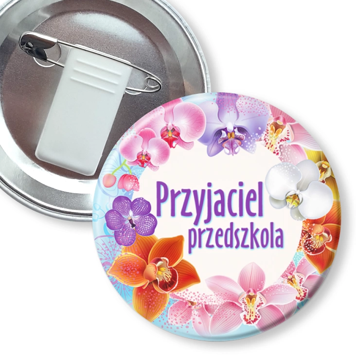 przypinka z żabką i agrafką Przyjaciel przedszkola