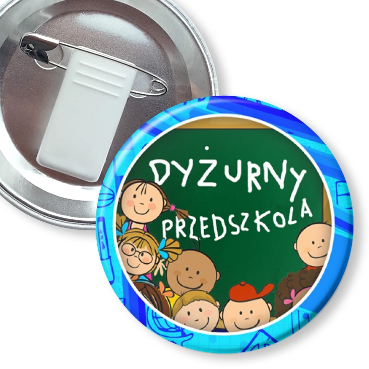 przypinka z żabką i agrafką Dyżurny przedszkola