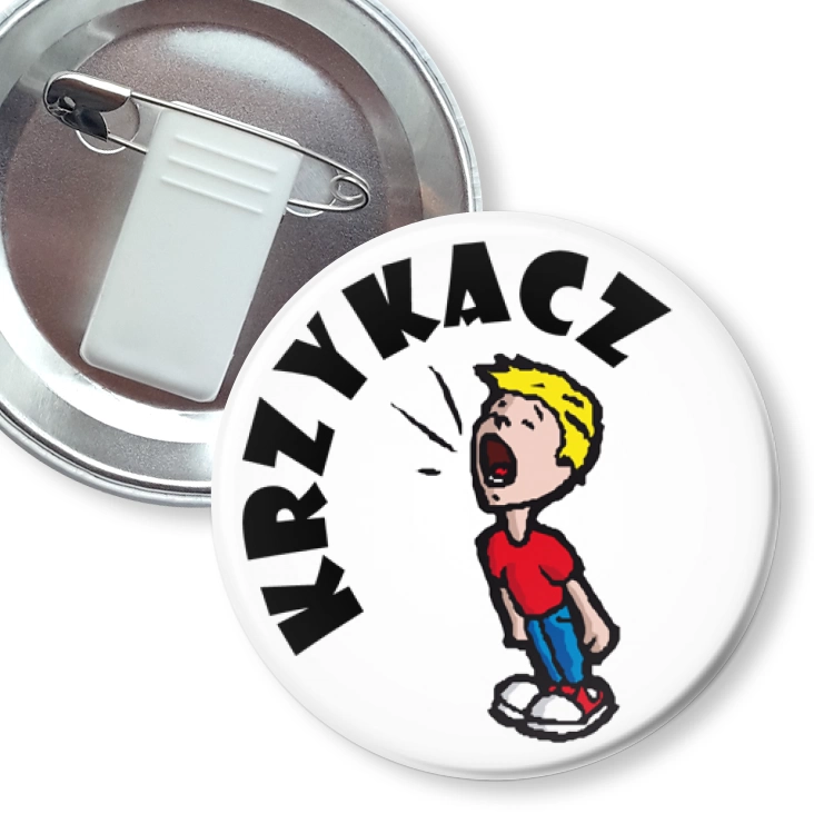 przypinka z żabką i agrafką Krzykacz