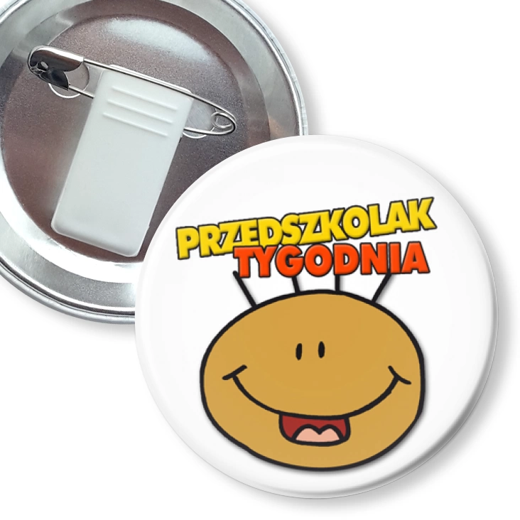 przypinka z żabką i agrafką Przedszkolak Tygodnia