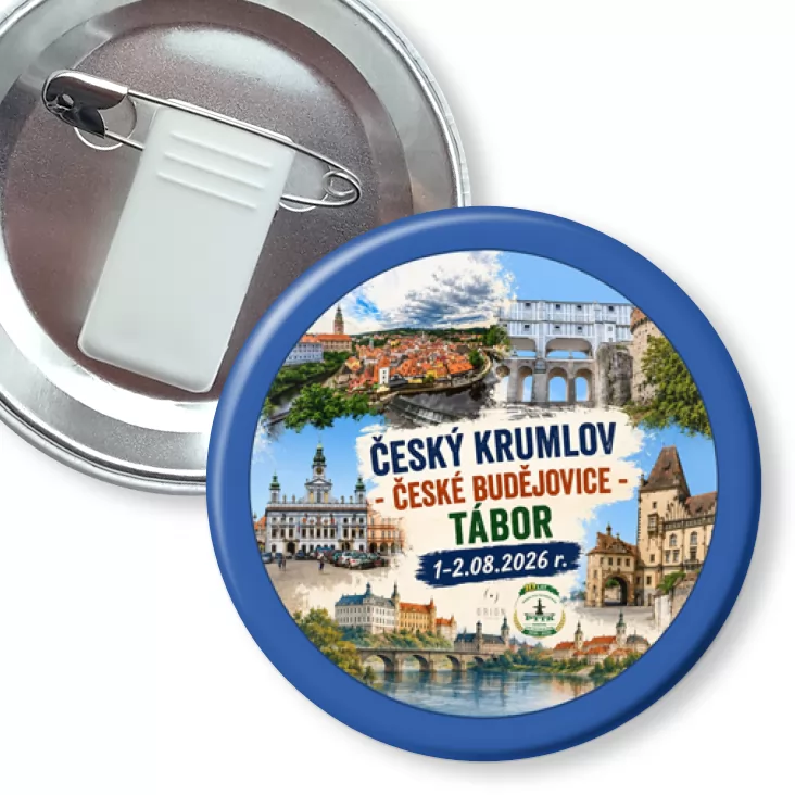 przypinka z żabką i agrafką PTTK Nysa Cesky Krumlov Budejovice Tabor