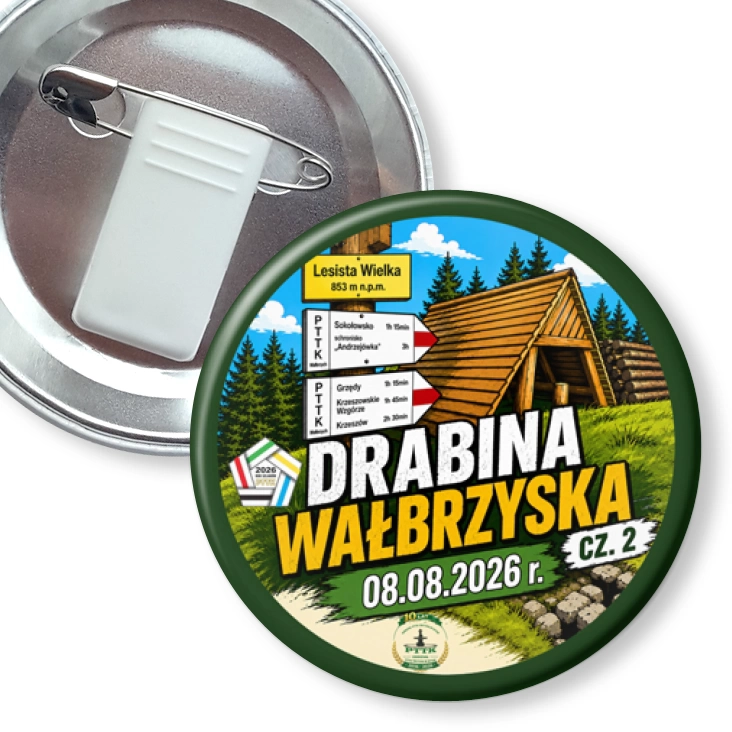 przypinka z żabką i agrafką PTTK Nysa Drabina Wałbrzyska