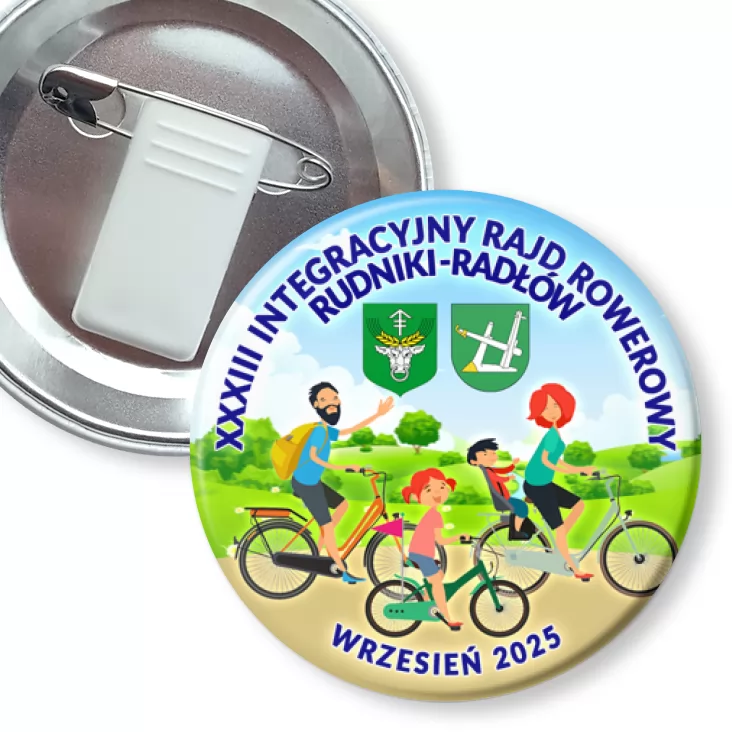 przypinka z żabką i agrafką Rajd rowerowy Rudniki Radłów